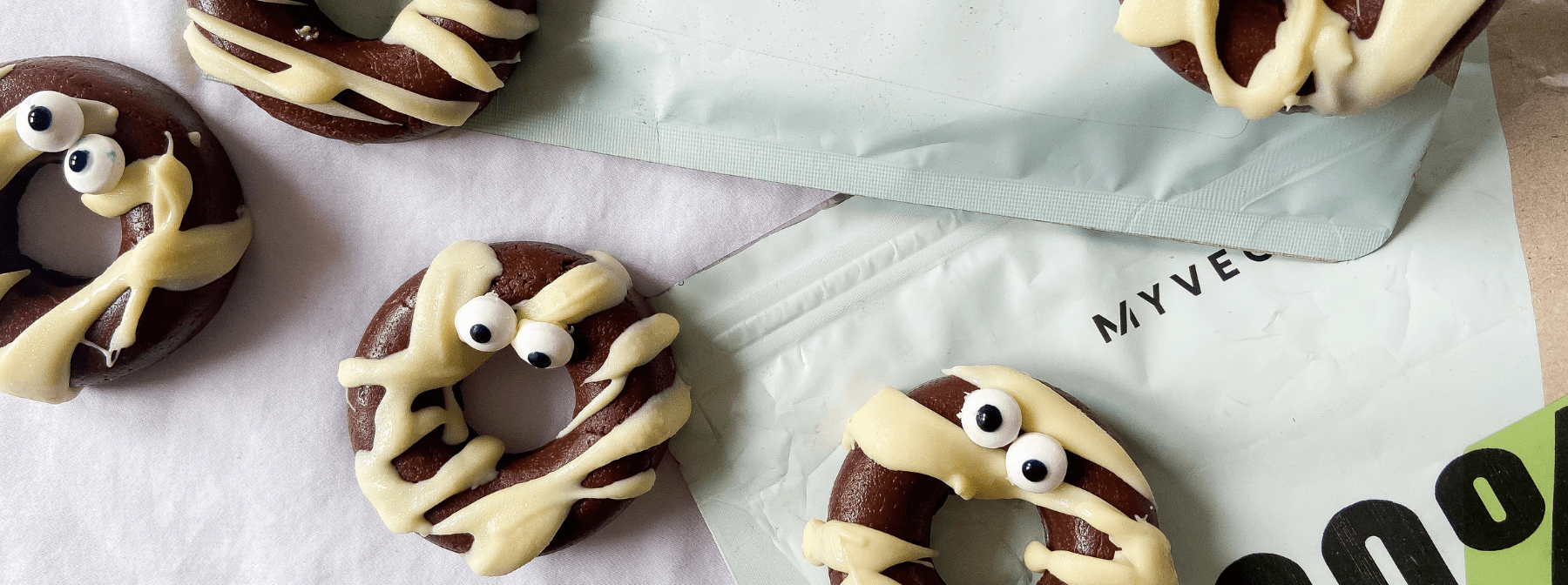 Chocolate Mummy Donuts | Vegan Halloween Recipe