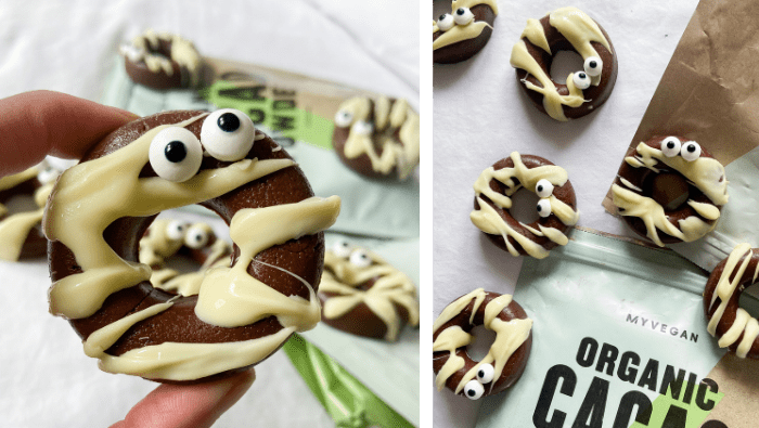 Chocolate Mummy Donuts | Vegan Halloween Recipe | Myvegan