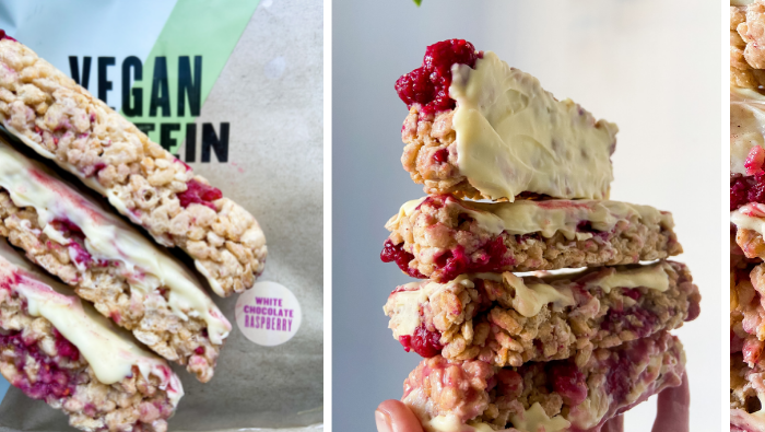 White Chocolate Raspberry Rice Krispy Bars | Myvegan