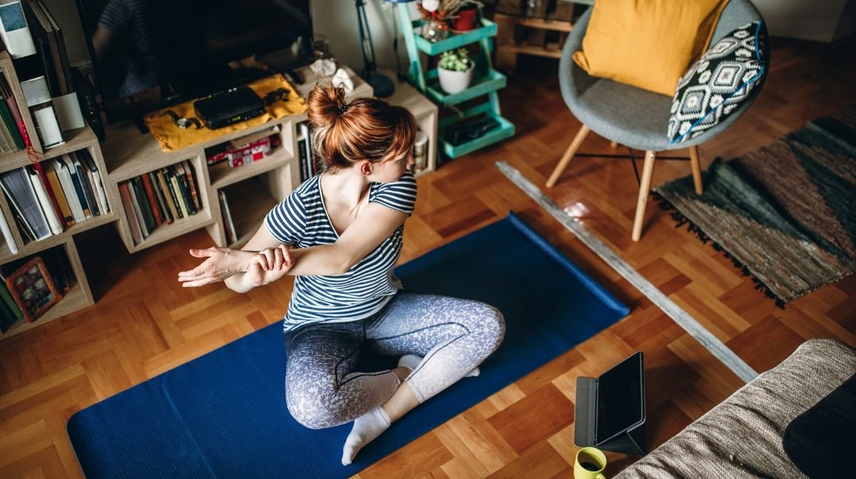 woman following home workout plan