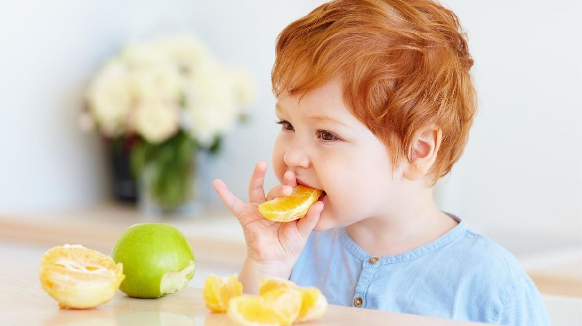 child trying new healthy foods for the first time