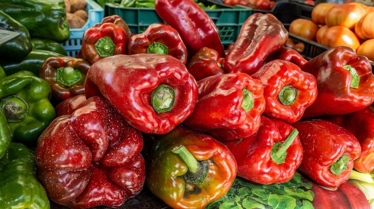 pile of peppers and other vegetables