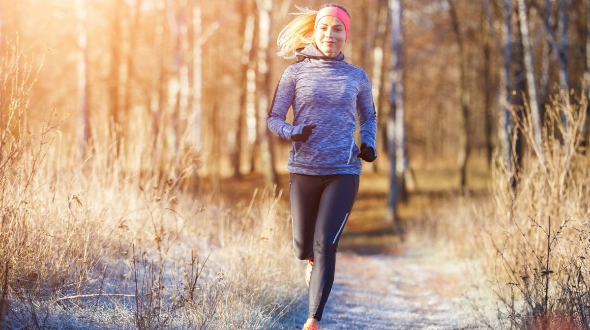 woman running outdoors in the winter