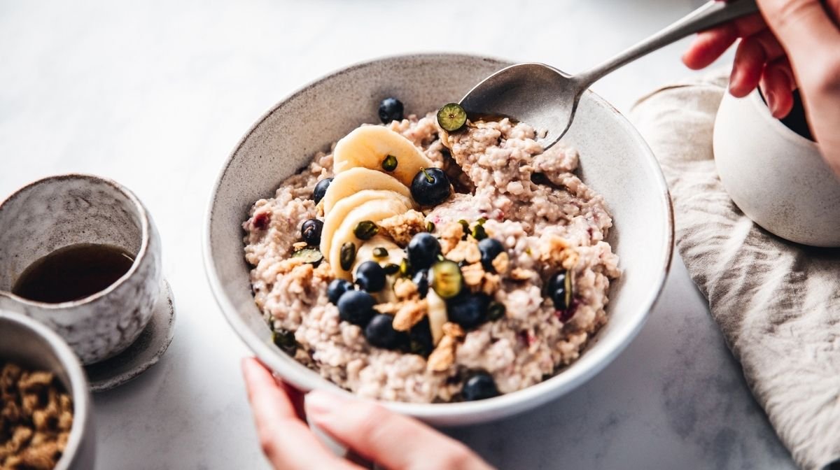 bowl of porridge and fruit