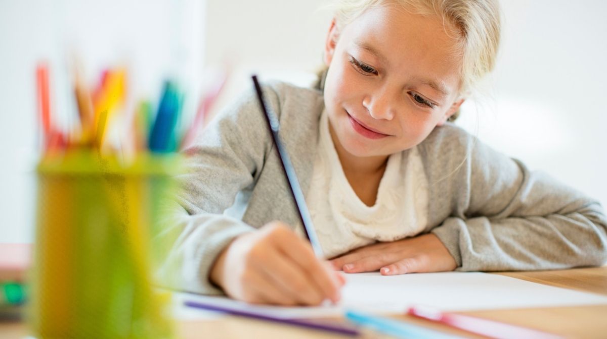 child doing schoolwork