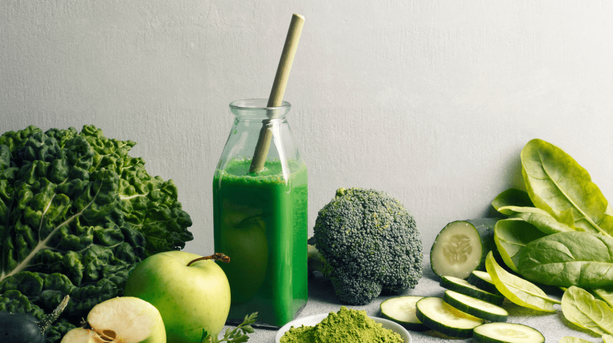green detox juice and vegetables