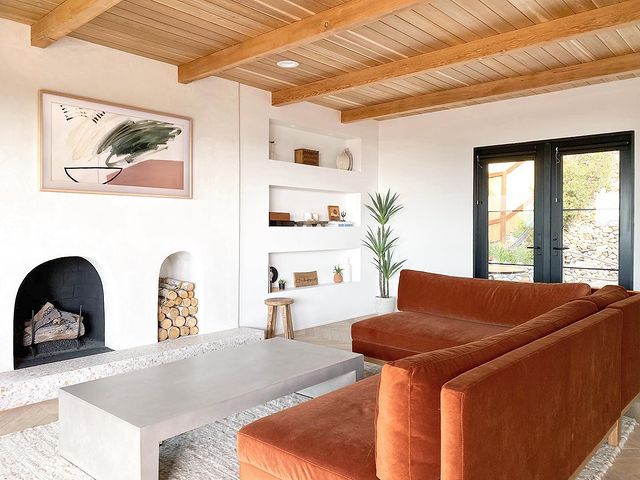Living room space with large leather sofa