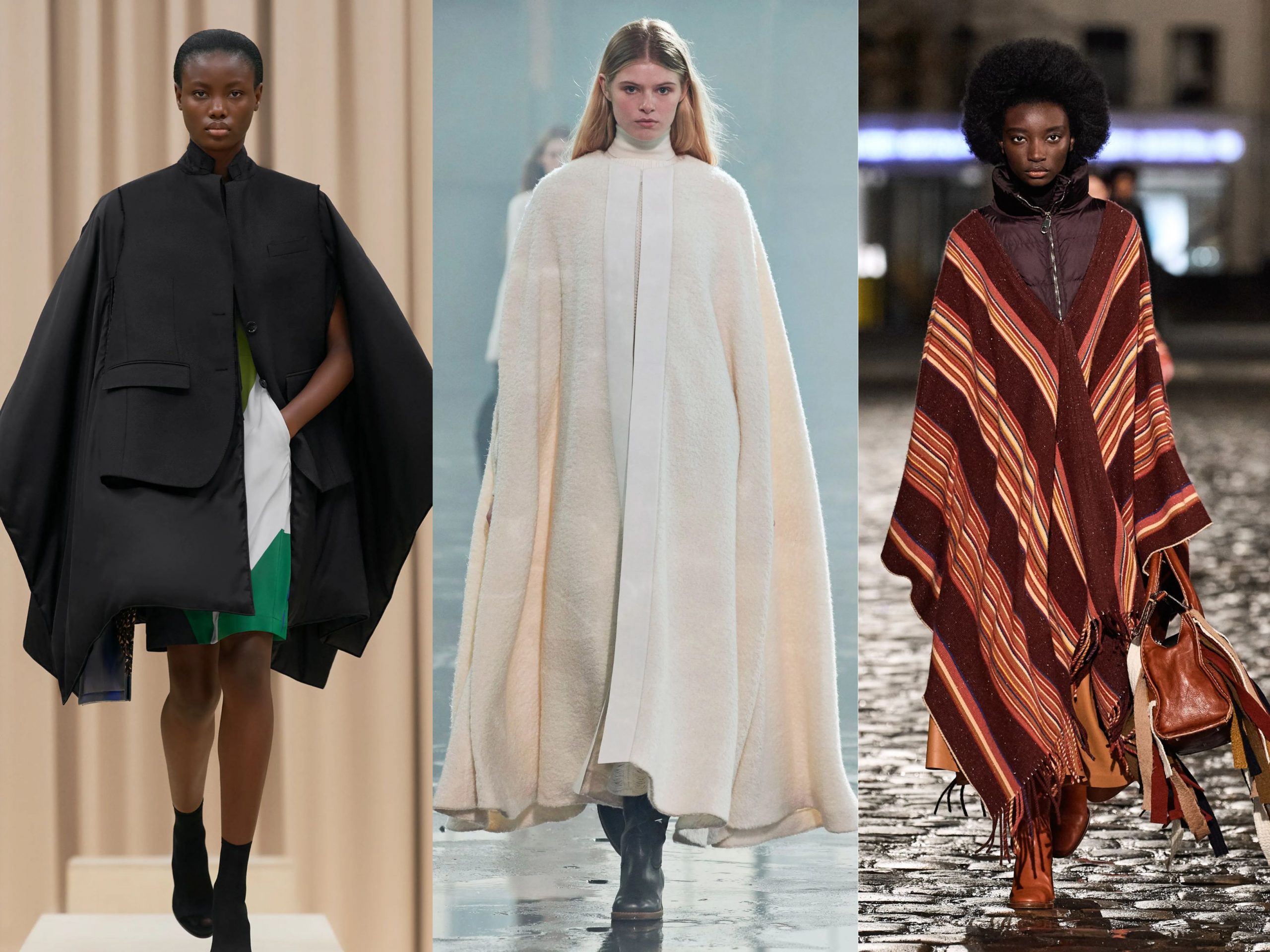 Models wearing AW21 Trends Ponchos 