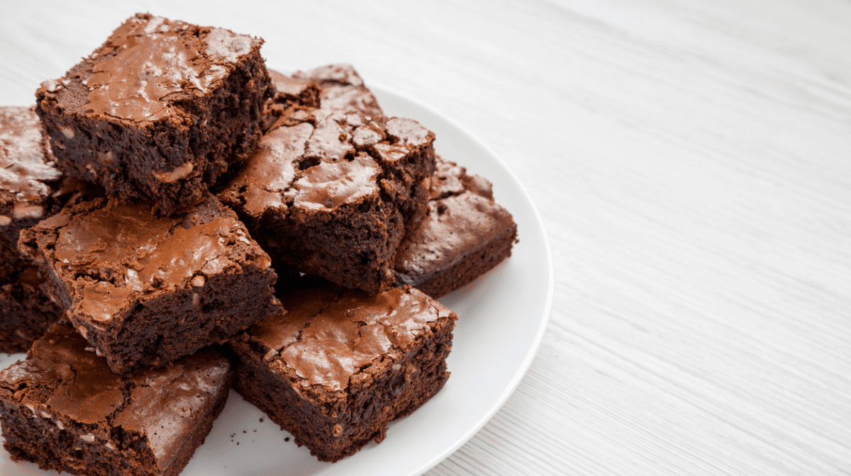 healthy baked brownies on a plate