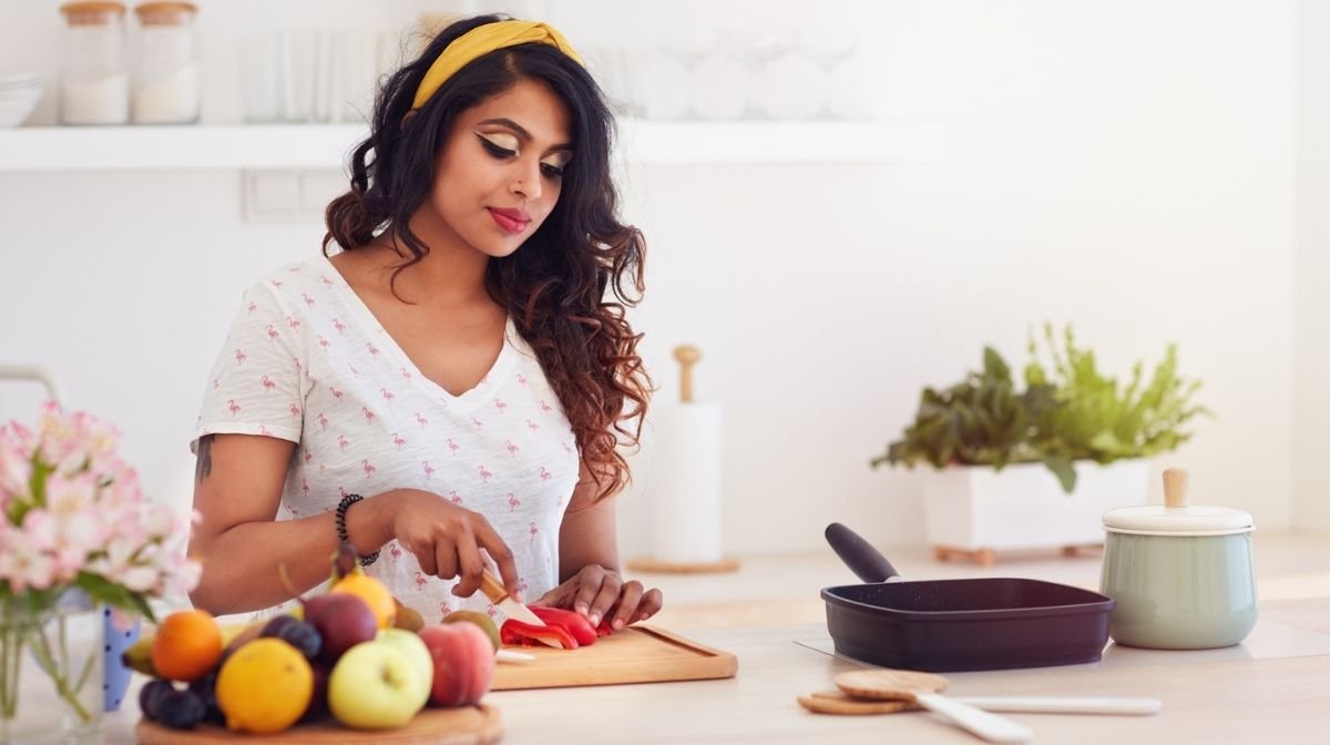 woman preparing healthy food