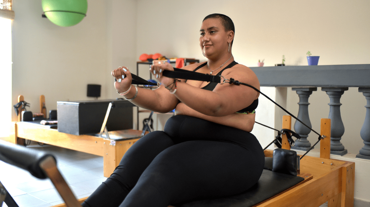 Young woman doing pilates