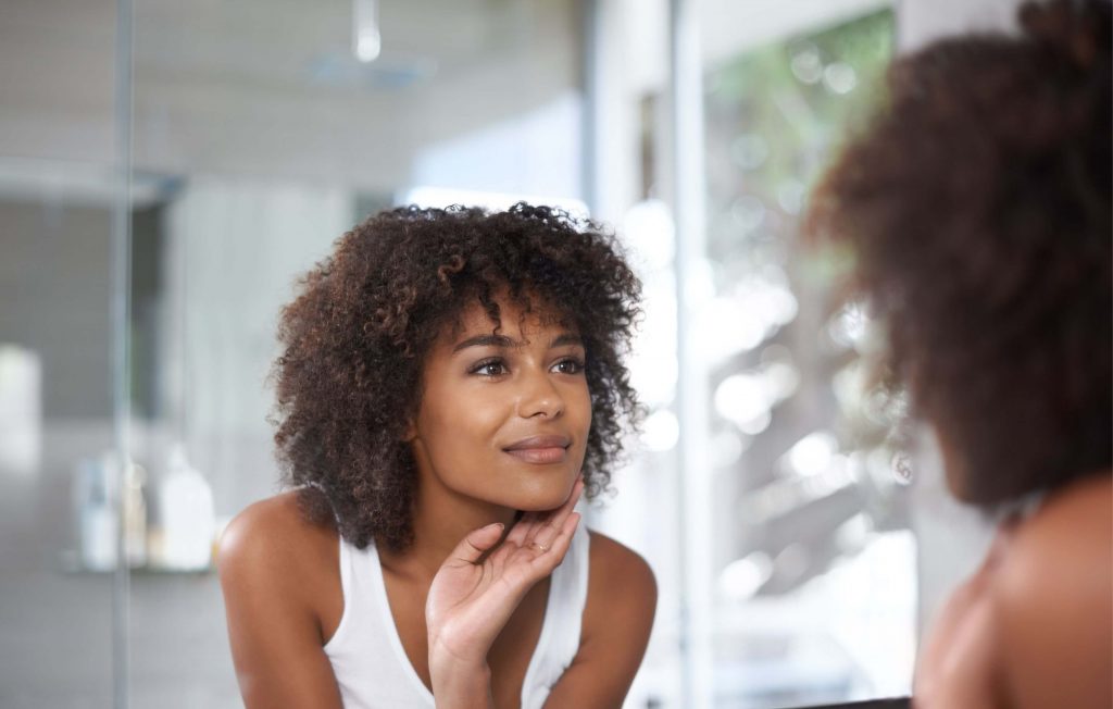 Woman with moisturised and hydrated skin