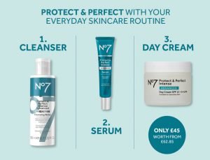 No7 Protect and Perfect 3-step routine