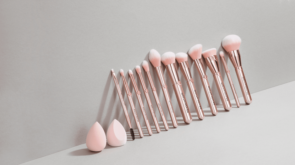 Revolution Beauty's rose gold makeup brushes and sponges