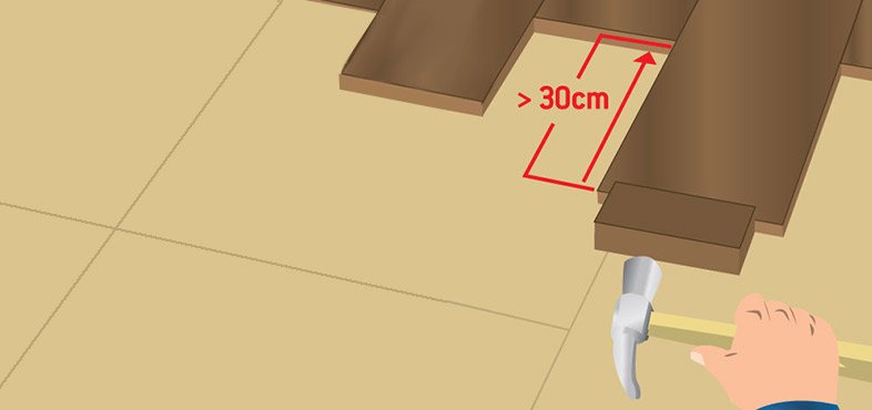 Stagger the adjacent end joints by at least 30cm