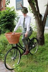 Woman on vintage bike