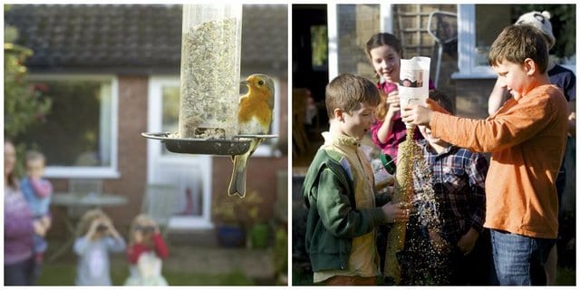 Children with birds