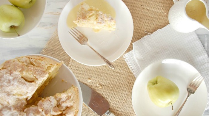 An Irish apple cake with custard.