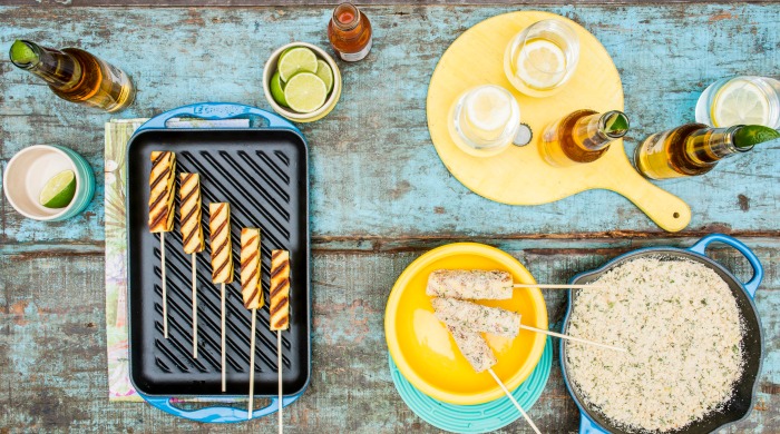 Grilled cheese sticks with honey and Brazilian farofa.