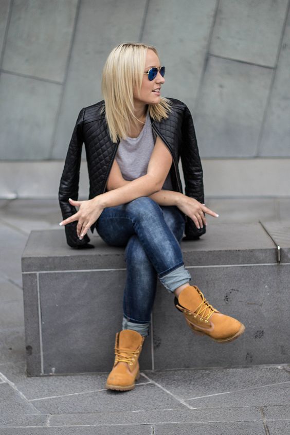 women wearing timberlands