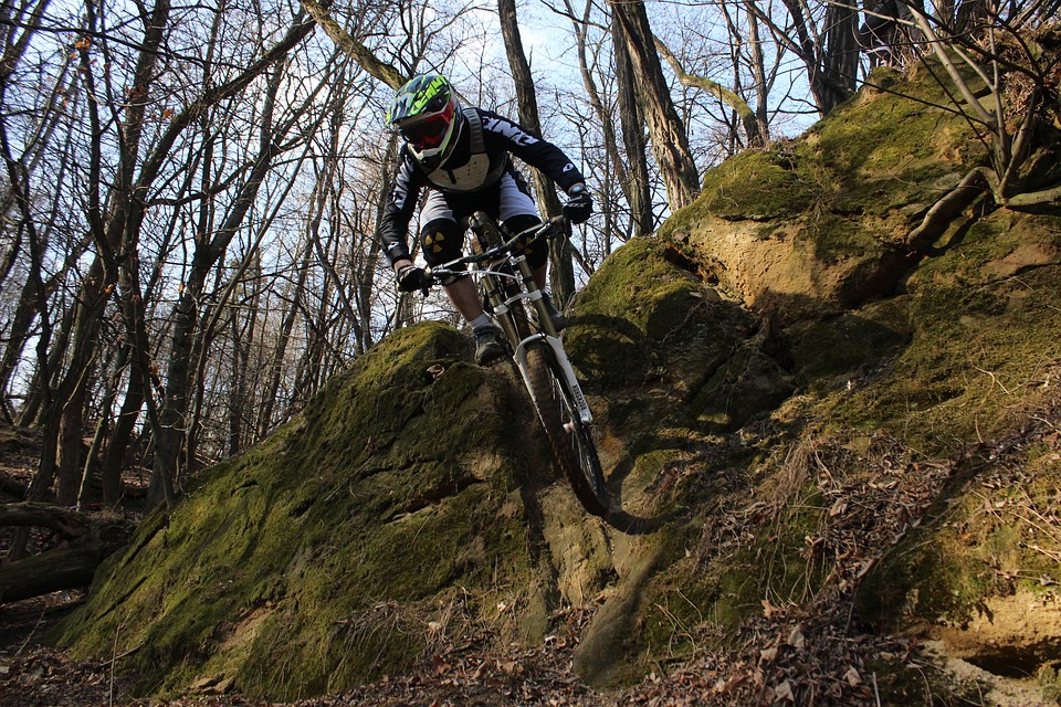 mtb rider with protective gear