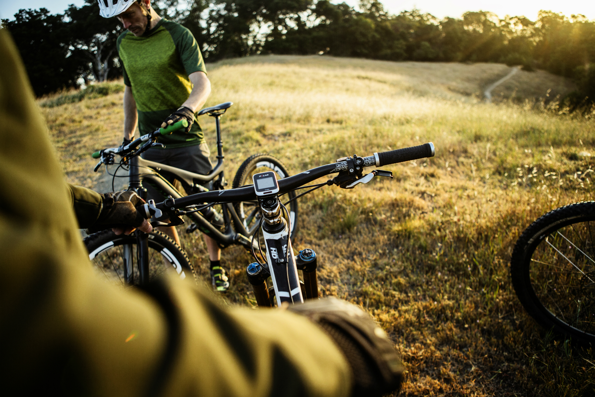 Mountain Bike riders with polar cycling GPS head units.