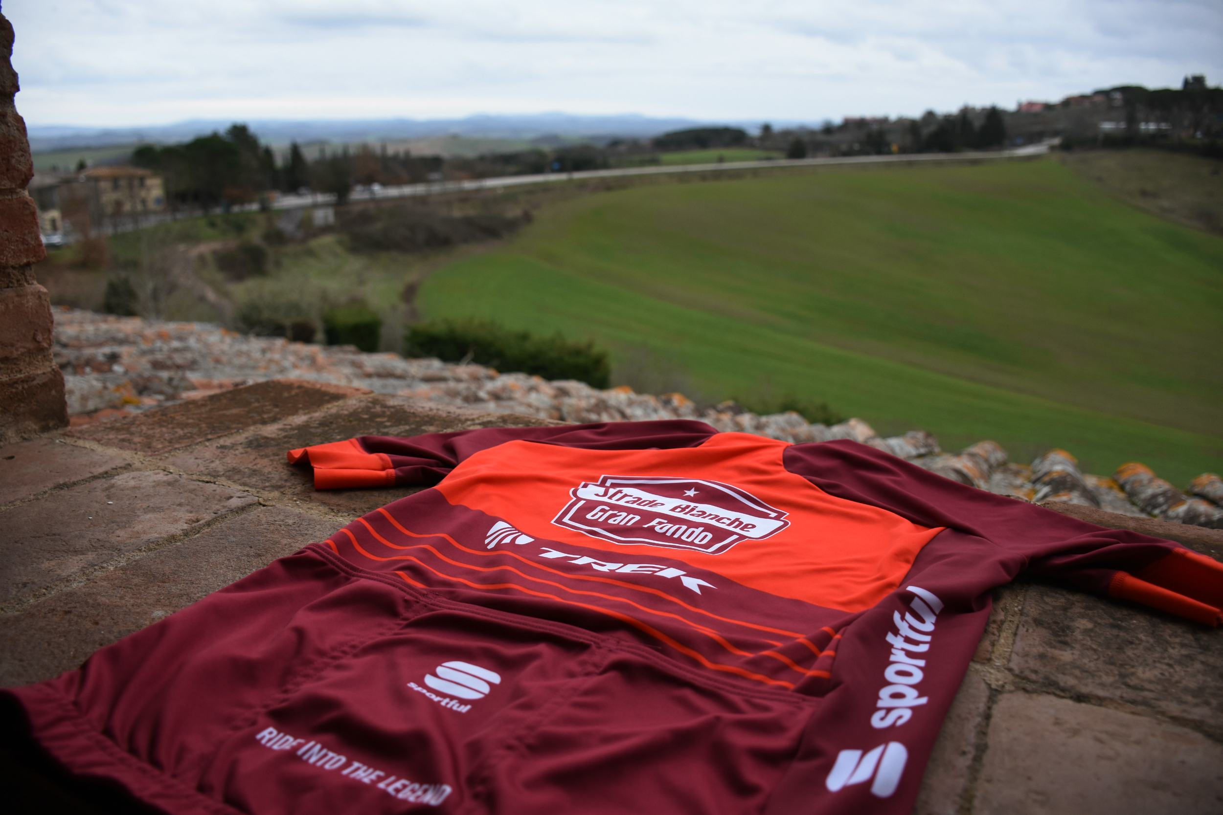 The bodyfit pro classics jersey face down on a windowsill, displaying the back of the jersey.
