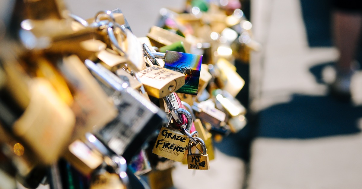 lovelocked bridge in florence, italy