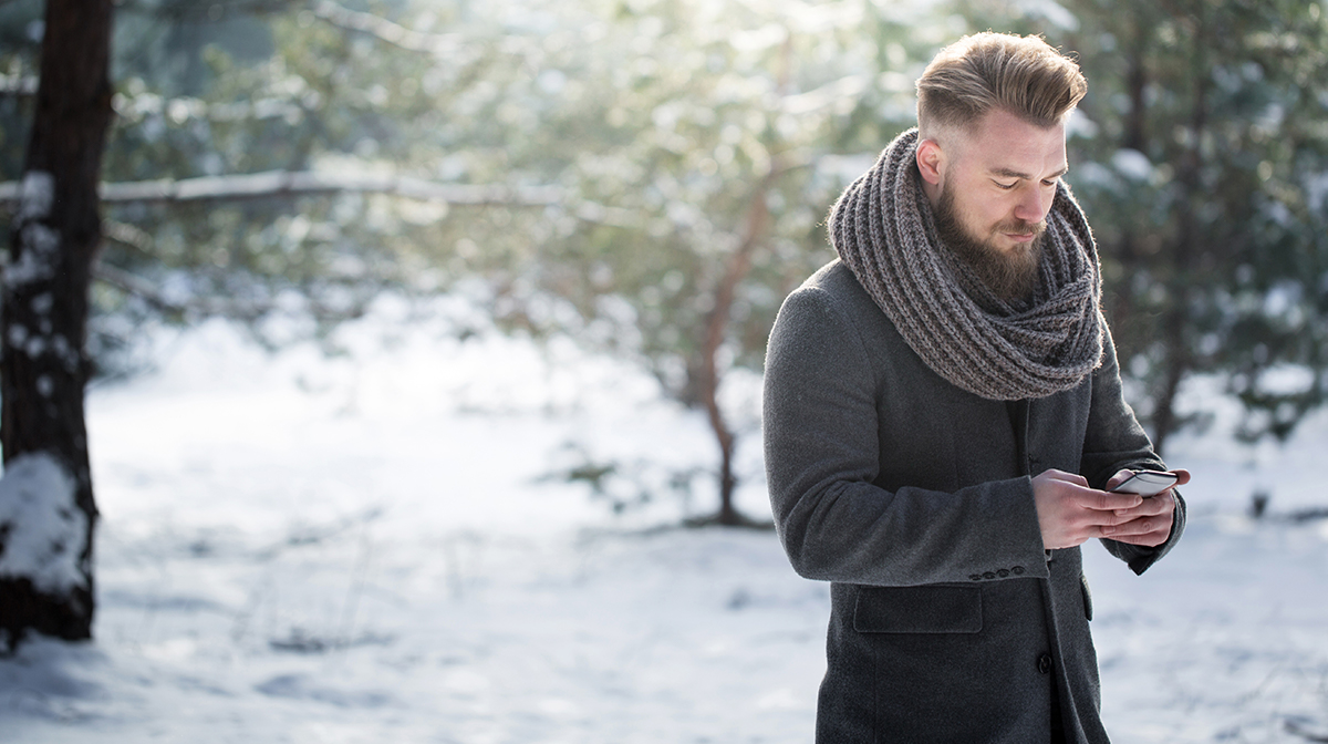 Bearded man in the snow