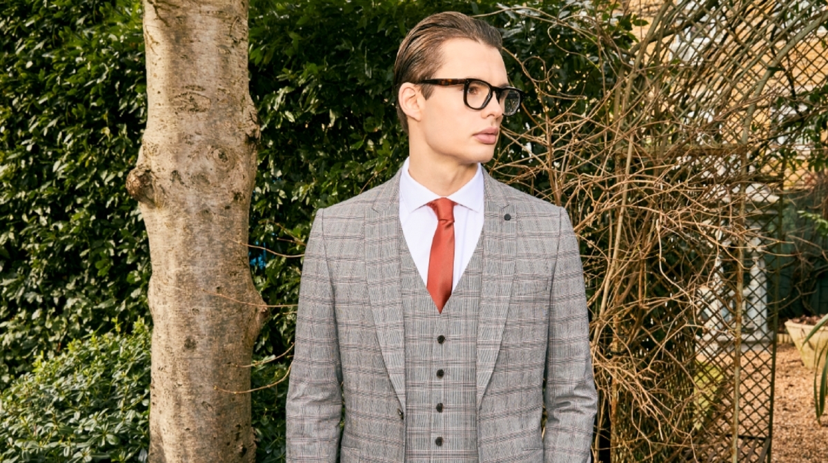 Three piece check suit