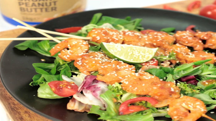 Σουβλάκι Γαρίδας Satay με σάλτσα φυστικοβούτυρο