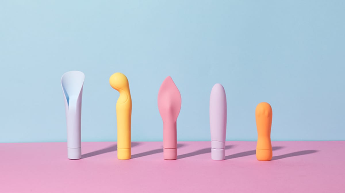 A lineup of the Smile Makers Vibrator line: The Tennis Coach, The Fireman, The Frenchman