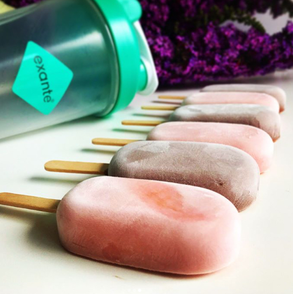 brown and pink ice lollies made from exante shake