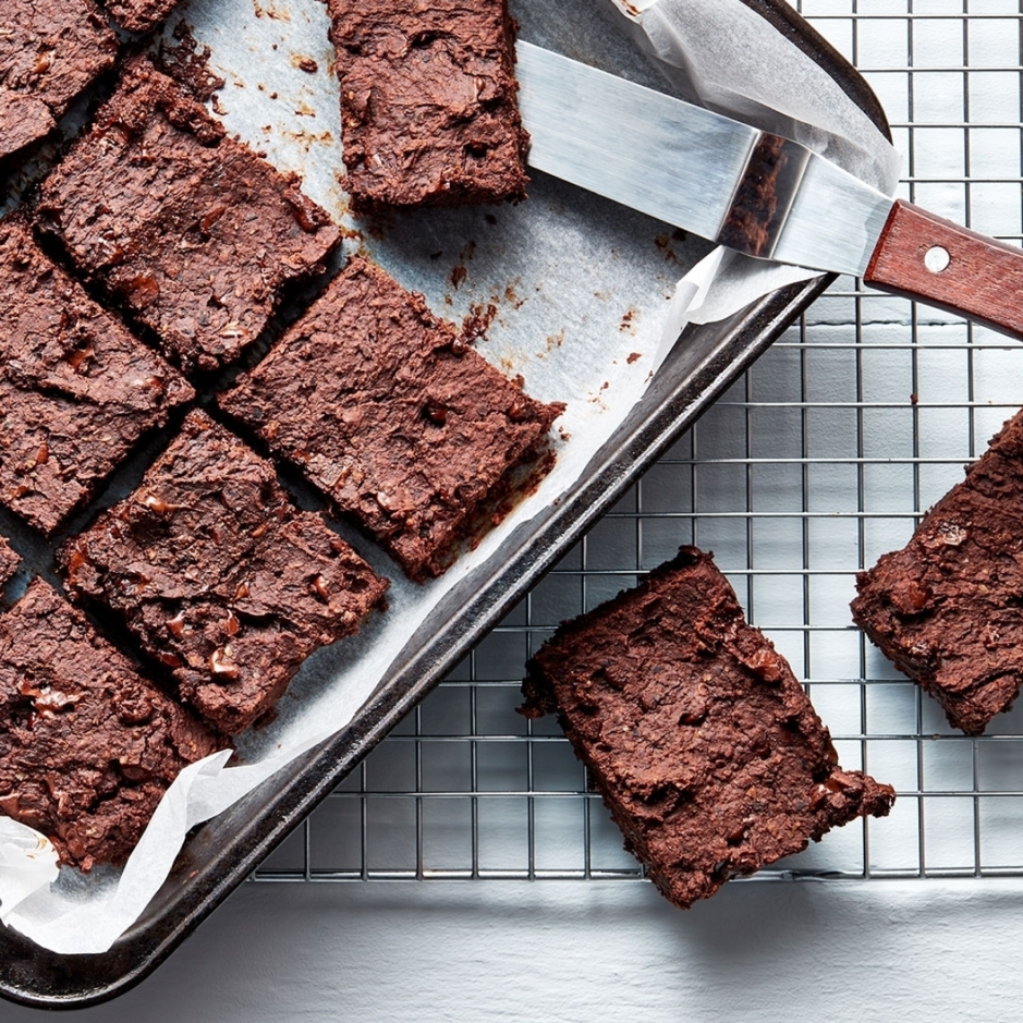 sliced up black bean brownies 