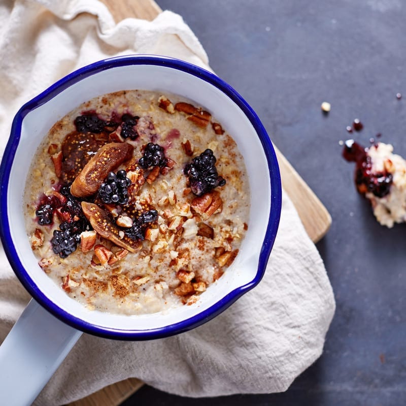 spiced warming winter porridge topped with figs and nuts