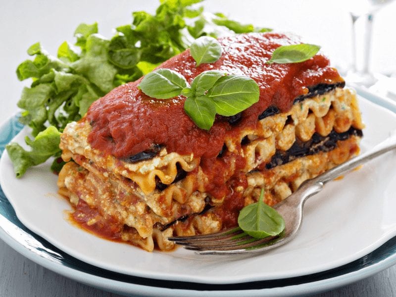 A nice plate of vegan lasagna