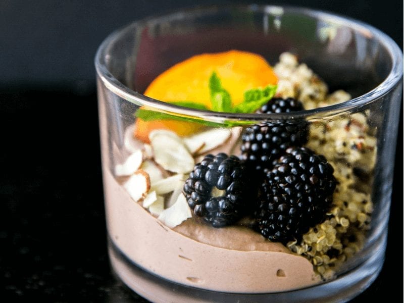 A healthy high-protein quinoa yogurt bowl
