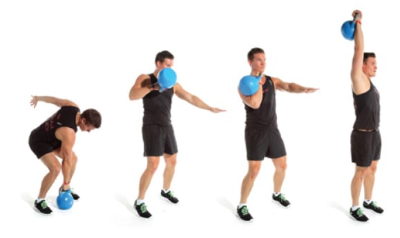 clean y press con kettlebells ejercicios con kettlebells o pesas rusas