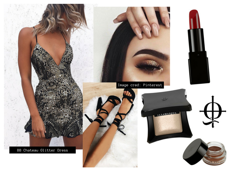 RY Illamasqua and Beginning Boutique New Year's Eve Glam look makeup outfit