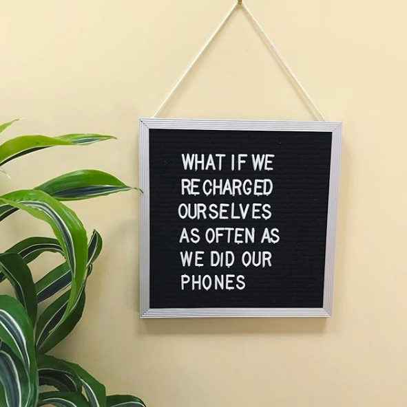 Self-care routine letterboard quote
