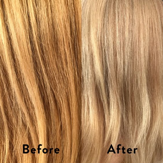 Blonde Shampoo before and after toning at home