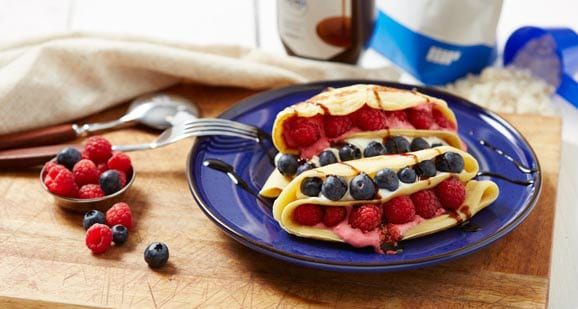 blueberry raspberry protein pancake