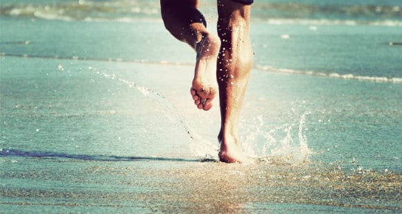 running on beach sand