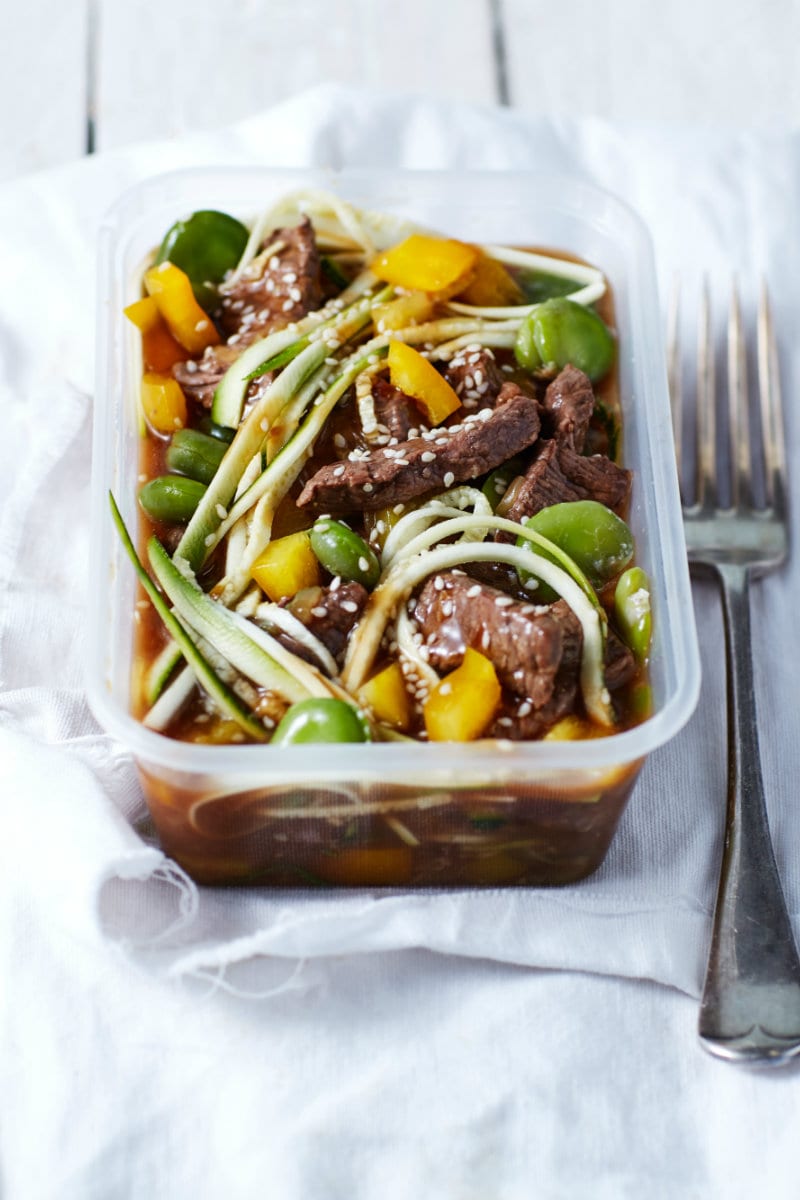 Low-Carb Teriyaki Beef Zoodles | 4-Day Beef Meal Prep