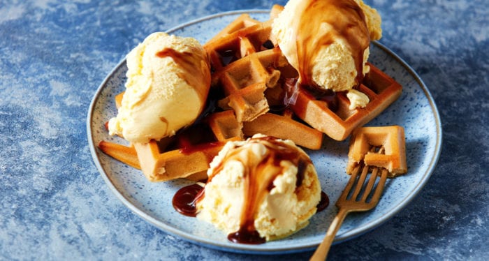 Protein Pancake Batter Waffles and Ice Cream Recipe