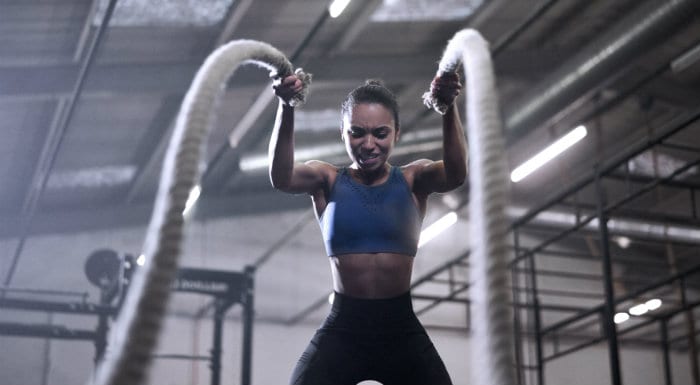 woman training with ropes