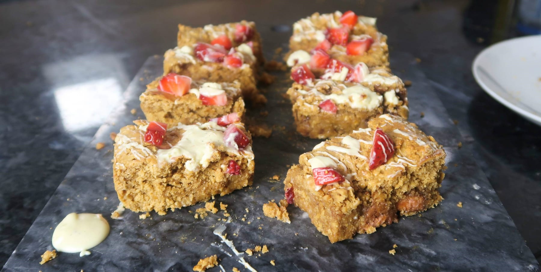 White Chocolate & Strawberry Cheesecake Blondies