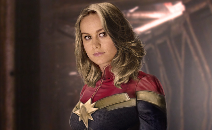 Brie Larson en tenus de Captain Marvel