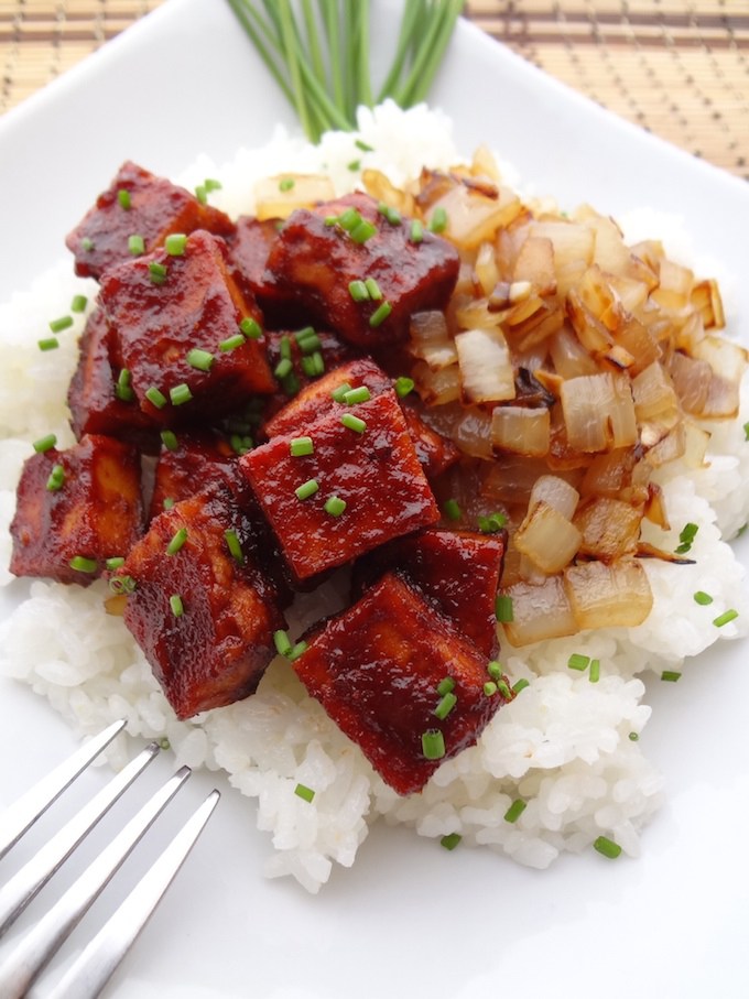 BBQ Tofu with Carmelized Onions Where You Get Your Protein