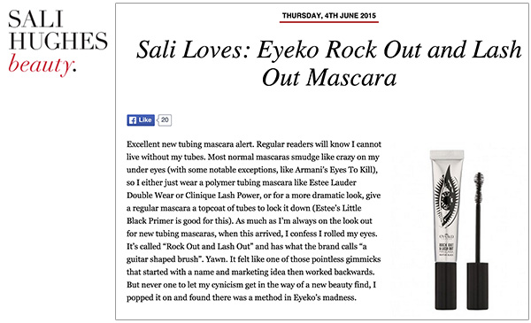 Sali Hughes Loves Rock Out and Lash Out Mascara